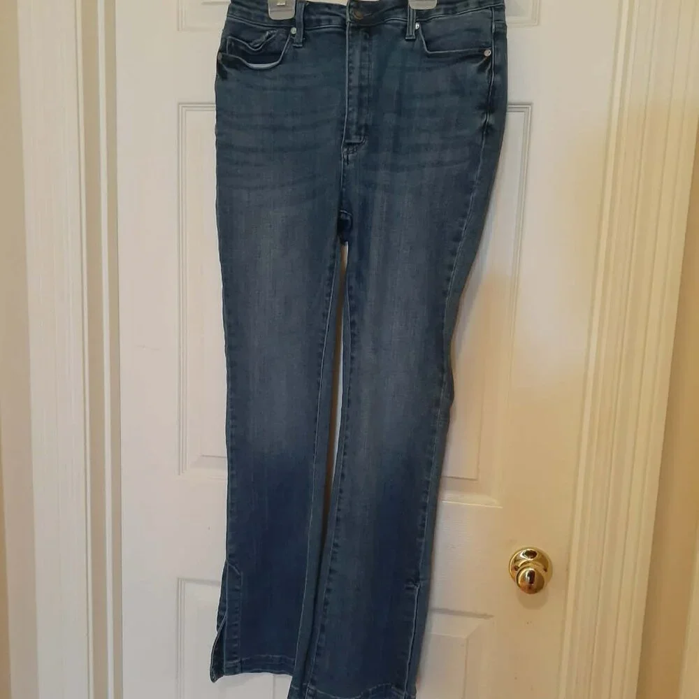 JUDY BLUE Hi Rise Tummy Control Slim Boot Cut Jeans w/ Side Slit - Picture 9 of 10